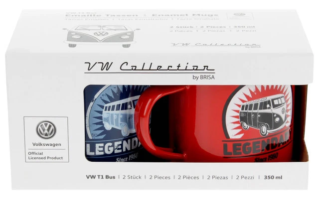 Colección VW T1 Bulli Juego De Tazas De Esmalte 2 Piezas 350 Ml - Imagen 2