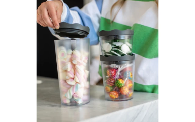 Koziol Prince Oslo Juego De 3 Tarros De Almacenaje Nature Gris Ceniza